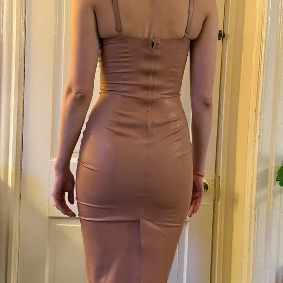 Chic Tan Midi Latex Atsuko Kudo Dress - Picture 3 of 6